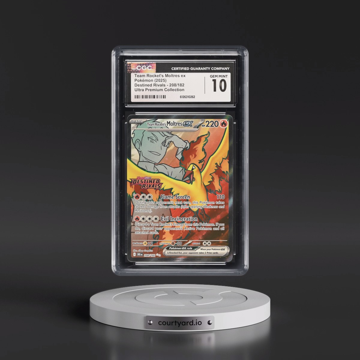 2025 Destined Rivals - DRI EN #208/182 Team Rocket's Moltres ex - Team Rocket's Moltres ex Ultra Premium Collection (Holo) (CGC 10 GEM MINT)