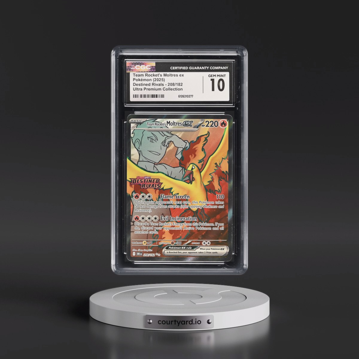 2025 Destined Rivals - DRI EN #208/182 Team Rocket's Moltres ex - Team Rocket's Moltres ex Ultra Premium Collection (Holo) (CGC 10 GEM MINT)