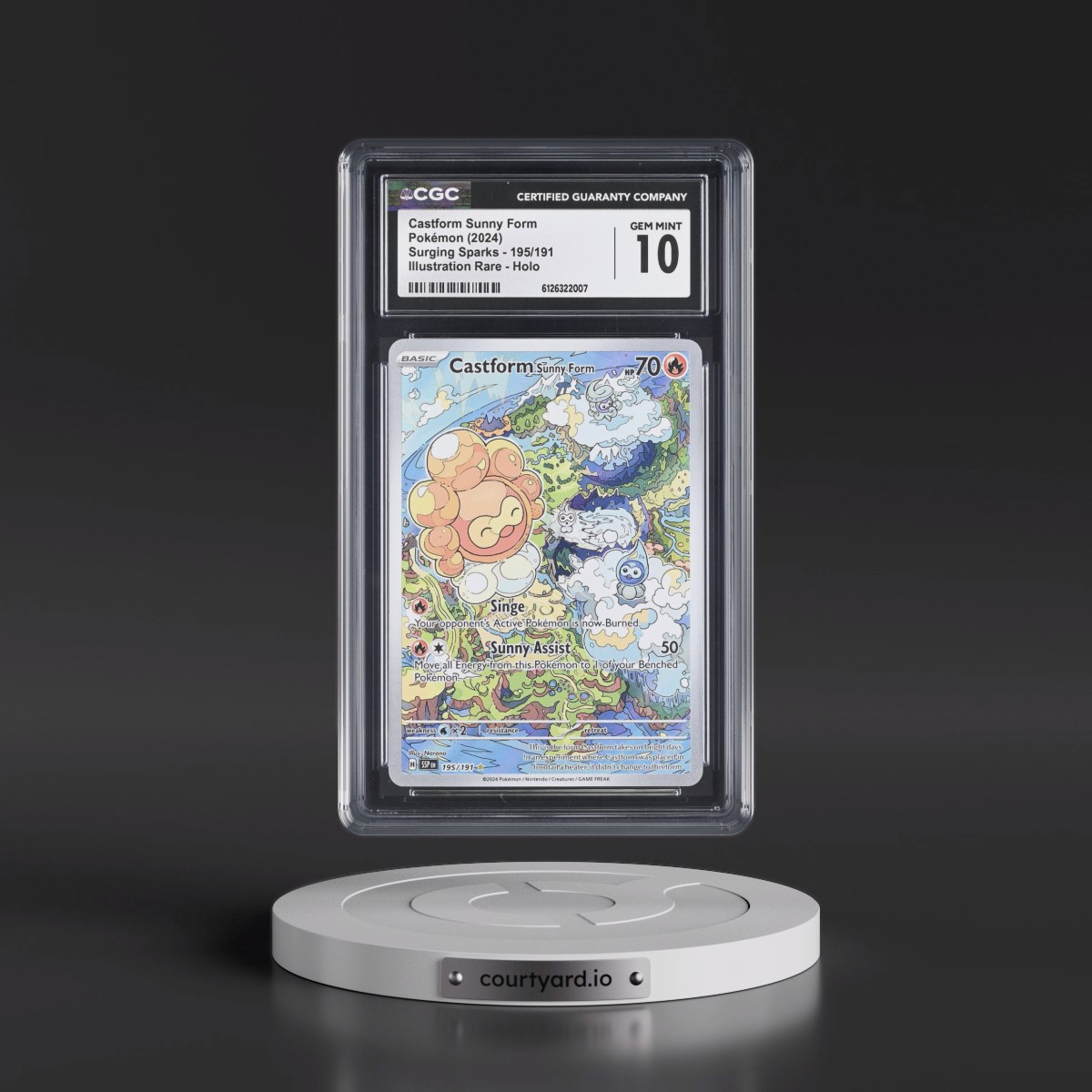 2024 Surging Sparks - SSP EN #195/191 Castform Sunny Form - Illustration Rare Holo (CGC 10 GEM MINT)