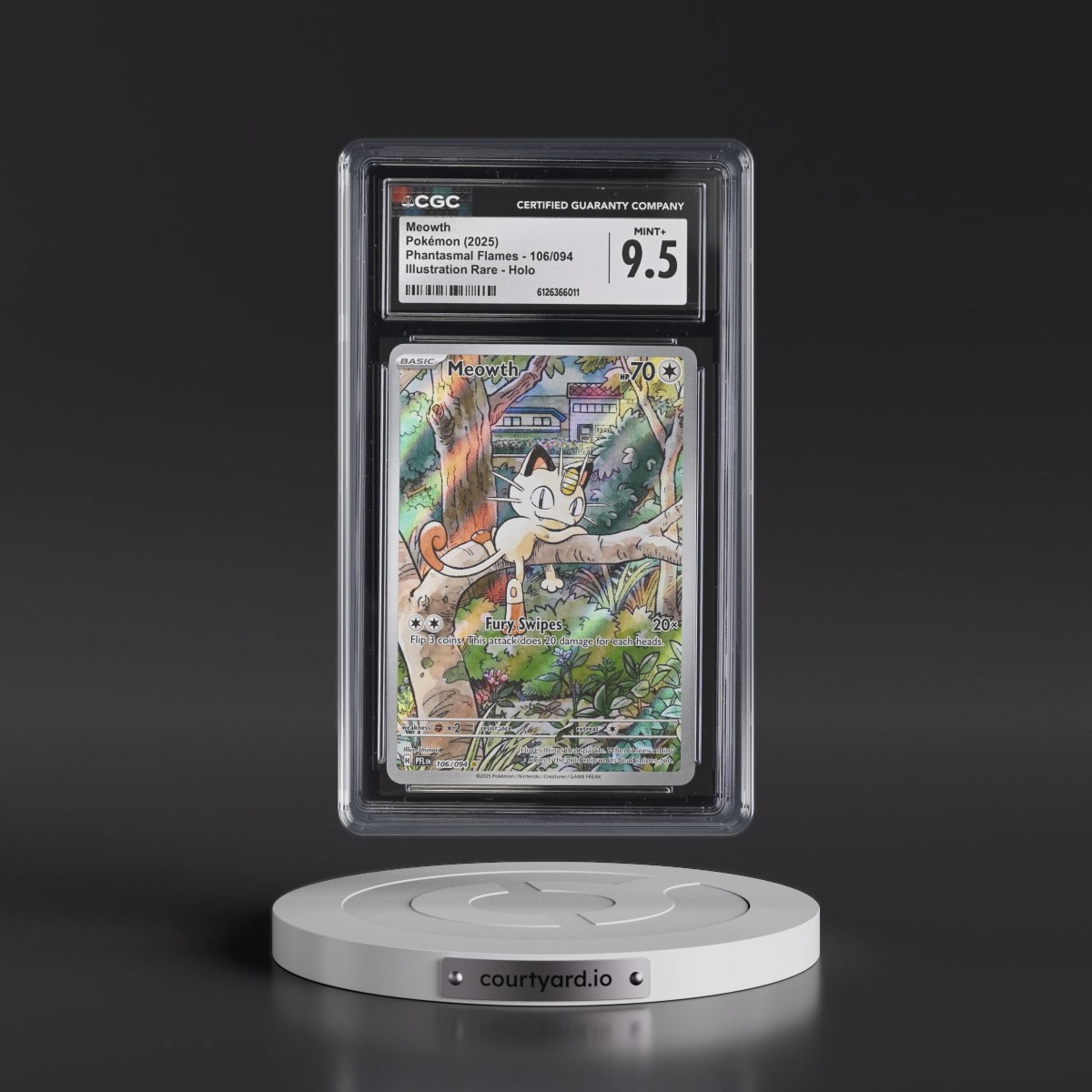 2025 Phantasmal Flames - PFL EN #106/094 Meowth - Illustration Rare Holo (CGC 9.5 MINT+)
