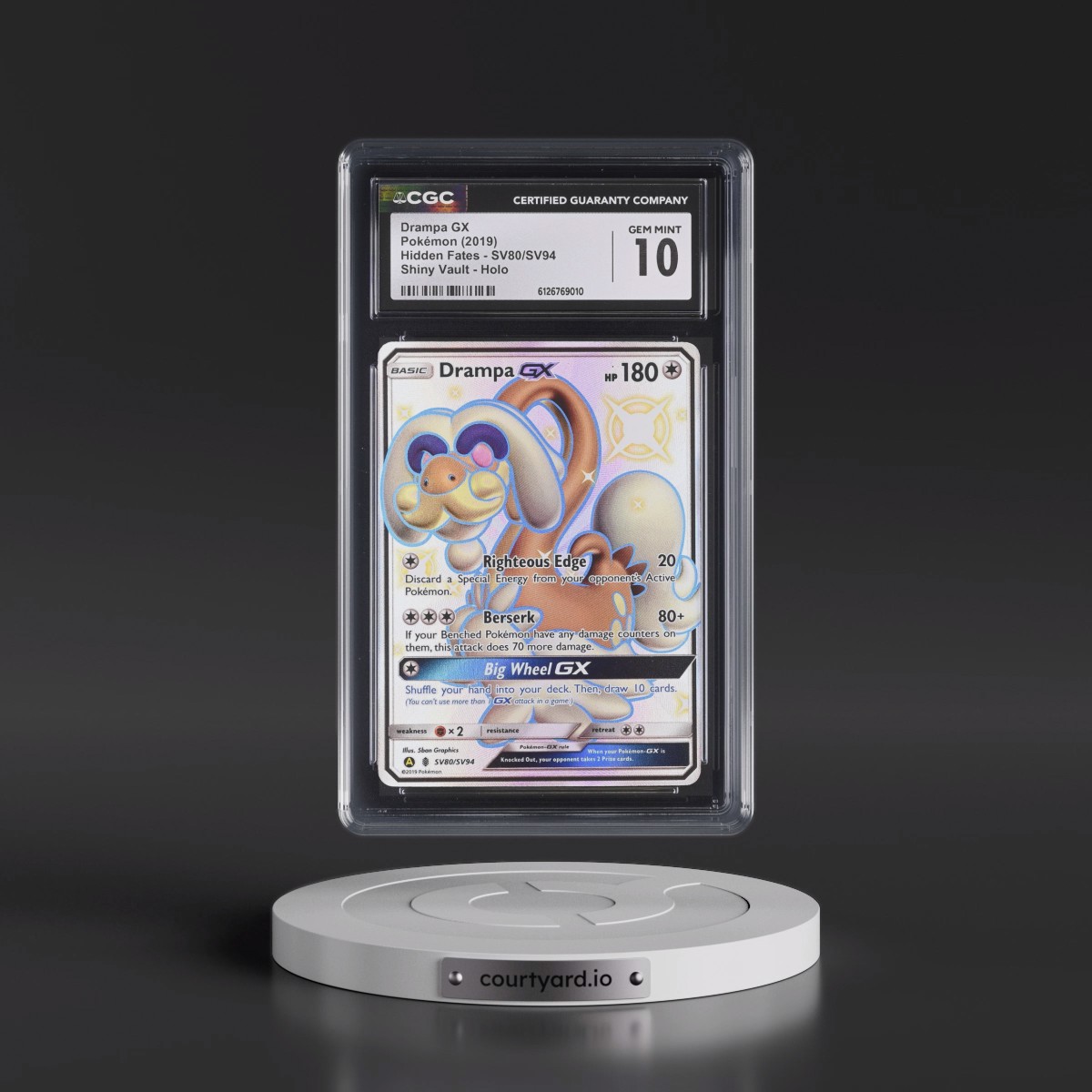 2019 Hidden Fates #SV80/SV94 Drampa GX - Shiny Vault Holo (CGC 10 GEM MINT)