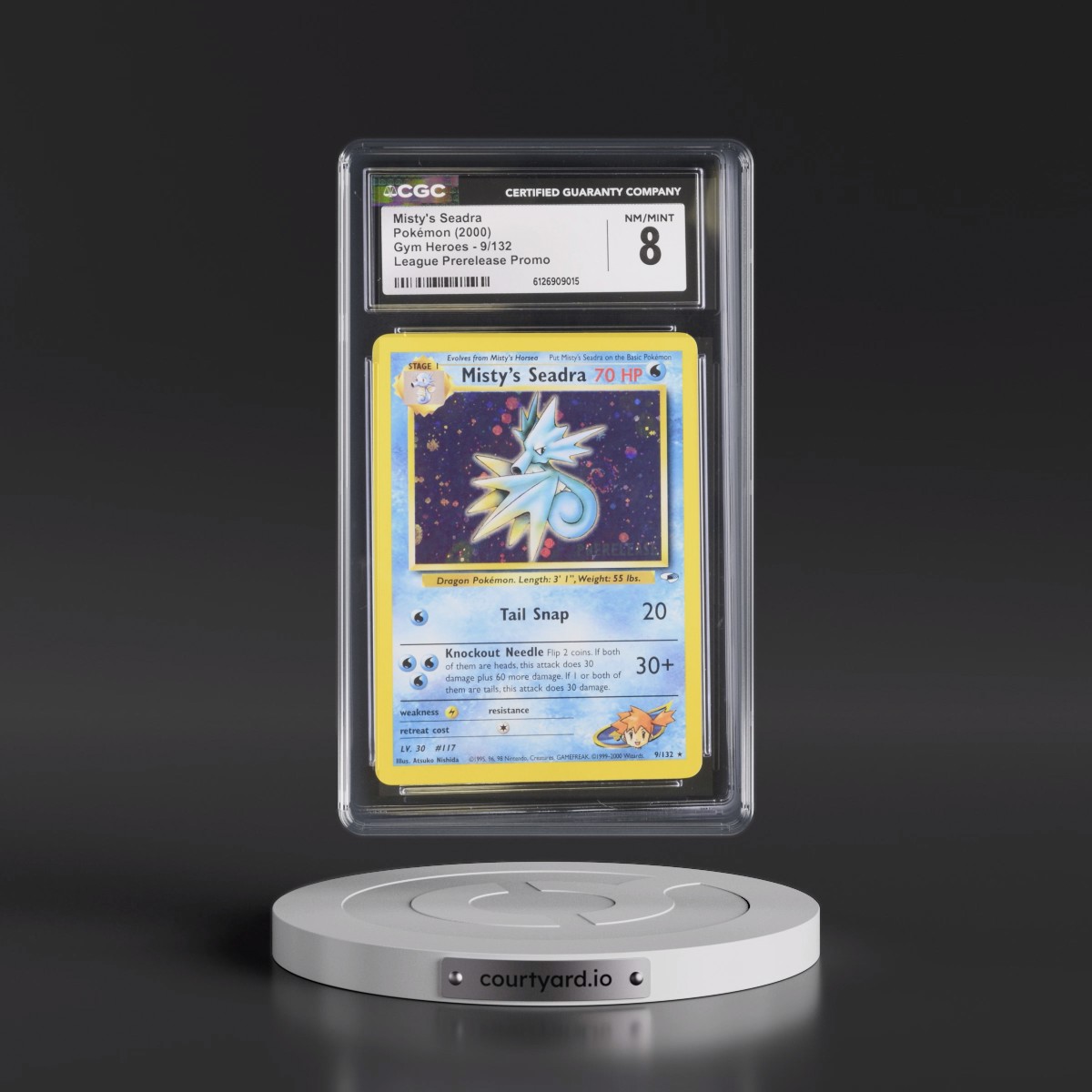 2000 Gym Heroes #9/132 Misty's Seadra - League Prerelease Promo (Holo) (CGC 8 NM-MT)