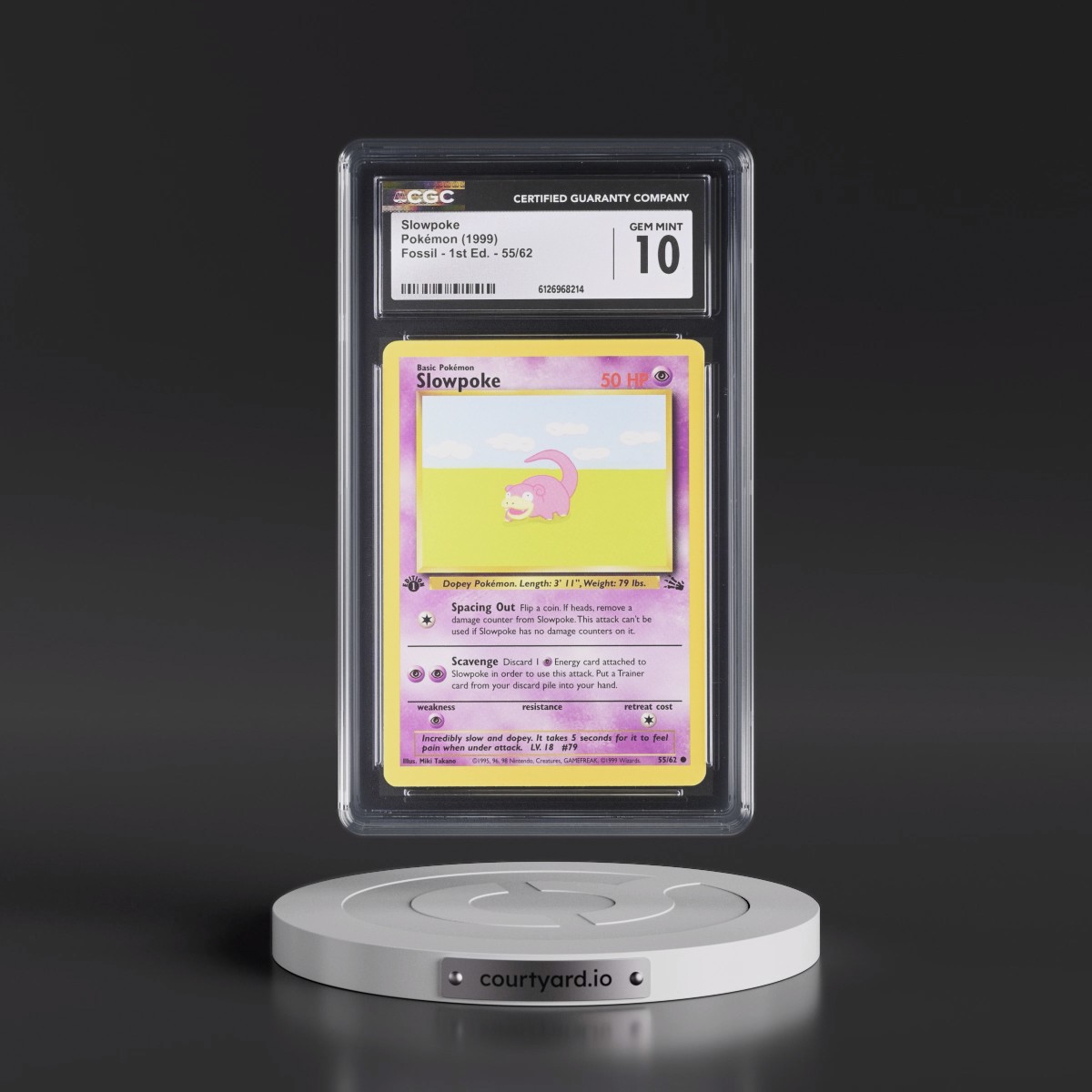 1999 Fossil #55/62 Slowpoke - 1st Edition 1st Edition (CGC 10 GEM MINT)