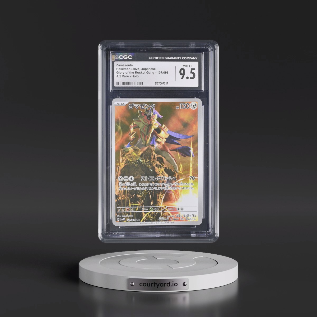 2025 Glory of the Rocket Gang - sv10 #107/098 Zamazenta - Art Rare Holo (CGC 9.5 MINT+)