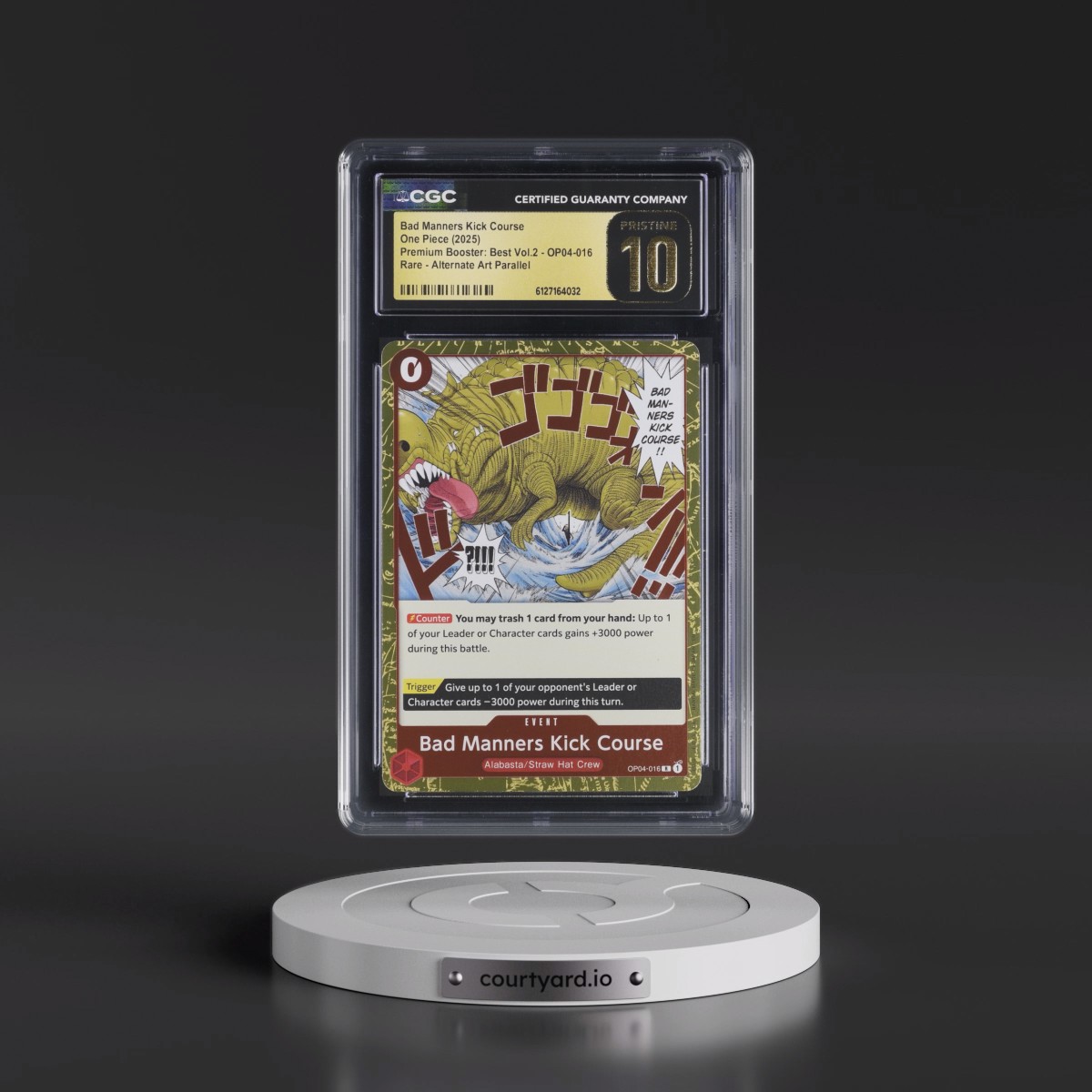 2025 Premium Booster: The Best Vol.2 (PRB-02) - English Bad Manners Kick Course - Alternate Art Parallel (EN above Japan on Border) #OP04-016 CGC 10