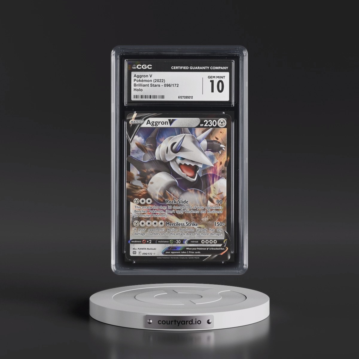 2022 Brilliant Stars #096/172 Aggron V - Holo (CGC 10 GEM MINT)