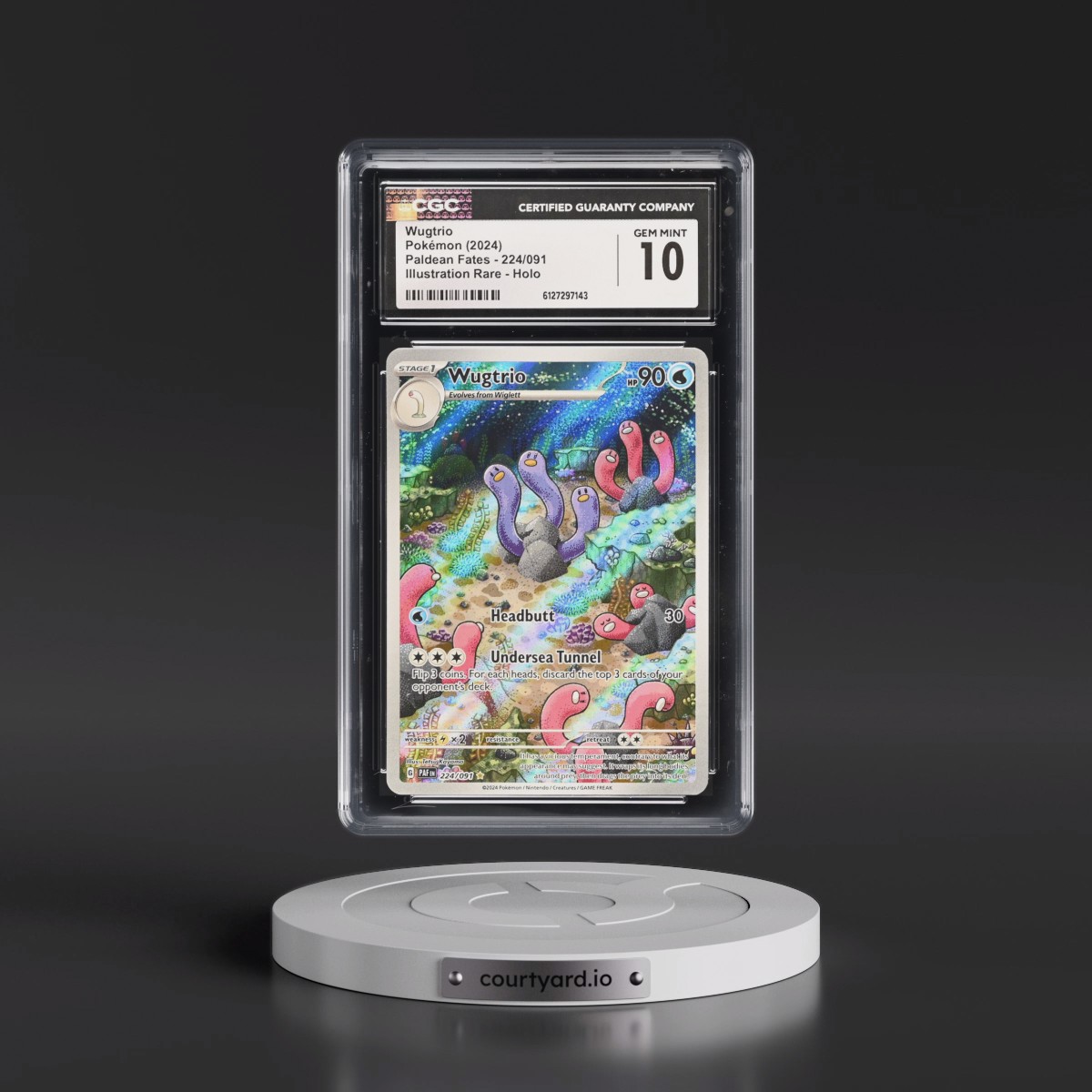 2024 Paldean Fates - PAF EN #224/091 Wugtrio - Illustration Rare Holo (CGC 10 GEM MINT)