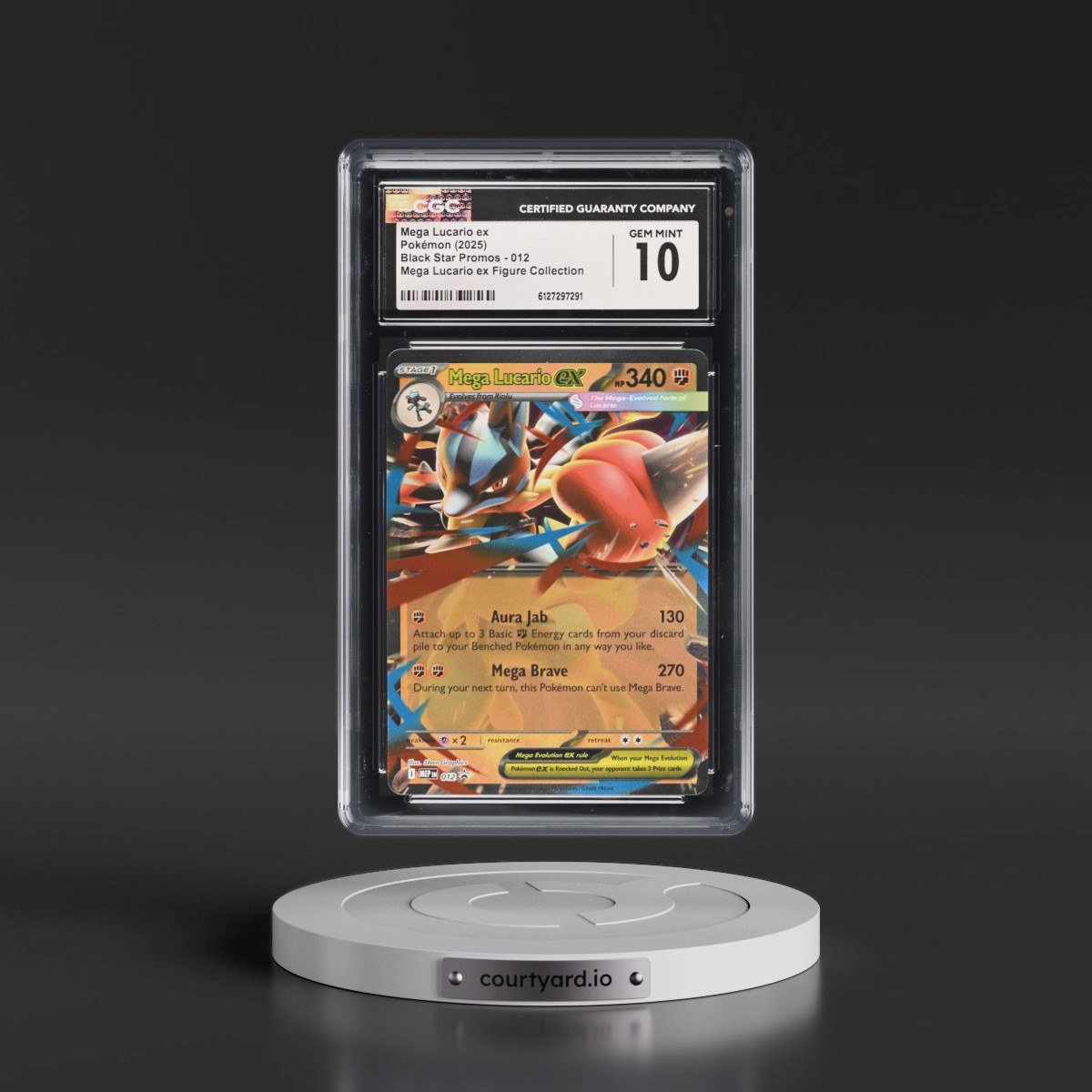 2025 Black Star Promos - Mega Evolution MEP EN #012 Mega Lucario ex - Mega Lucario ex Figure Collection (Holo) (CGC 10 GEM MINT)