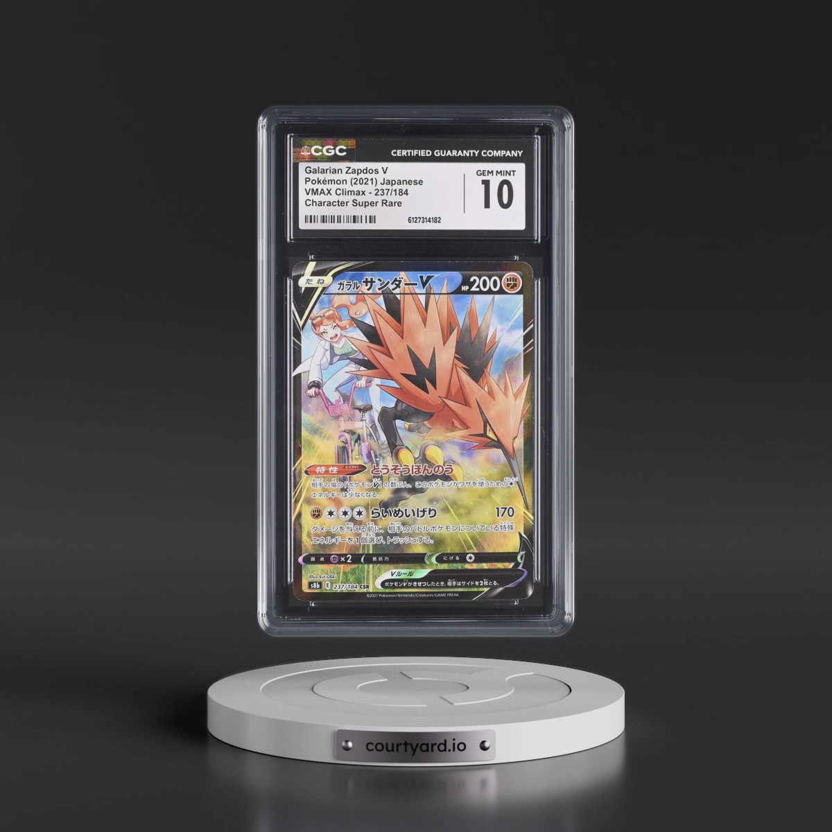 2021 VMAX Climax #237/184 Galarian Zapdos V - Holo Character Super Rare (CGC 10 GEM MINT)