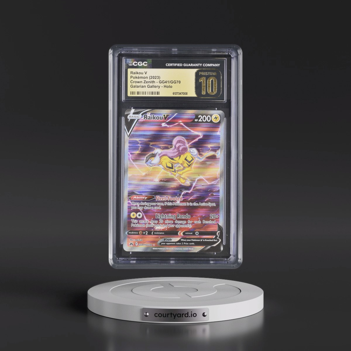 2023 Crown Zenith #GG41/GG70 Raikou V - Galarian Gallery Holo (CGC 10 PRISTINE)