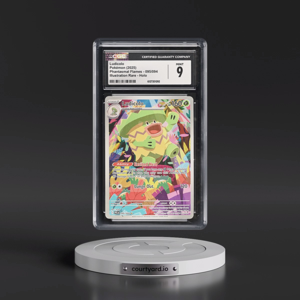 2025 Phantasmal Flames - PFL EN #095/094 Ludicolo - Illustration Rare Holo (CGC 9 MINT)