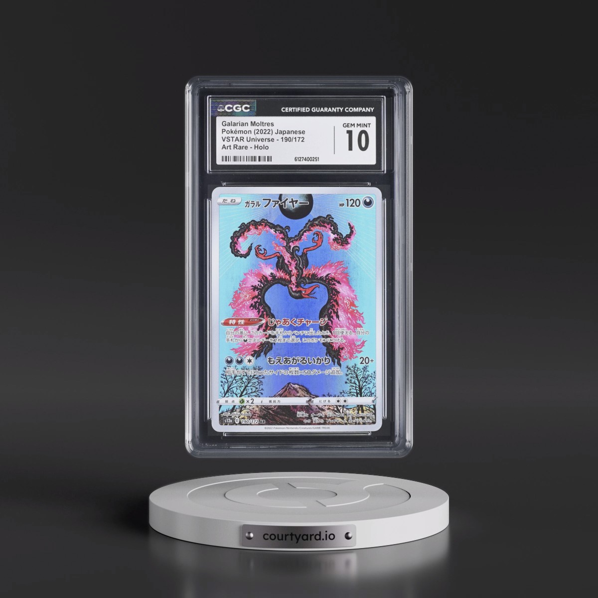2022 VSTAR Universe #190/172 Galarian Moltres - Art Rare Holo (CGC 10 GEM MINT)