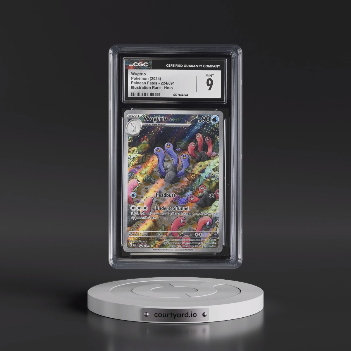 2024 Paldean Fates - PAF EN #224/091 Wugtrio - Illustration Rare Holo (CGC 9 MINT)