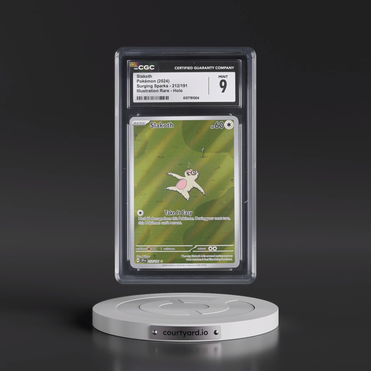 2024 Surging Sparks - SSP EN #212/191 Slakoth - Illustration Rare Holo (CGC 9 MINT)