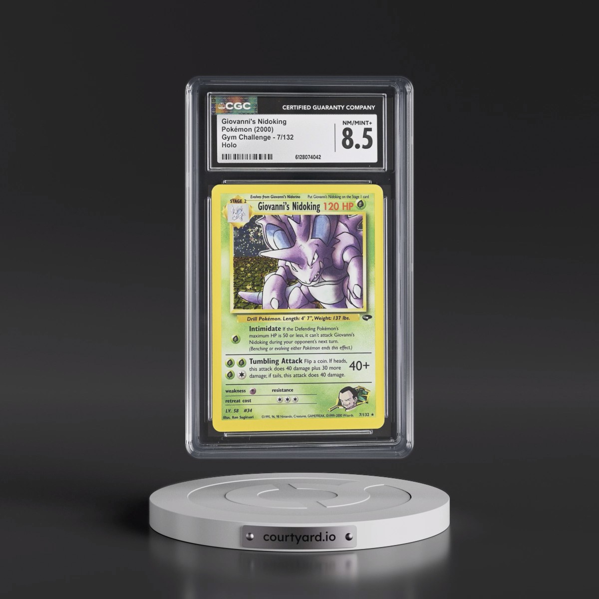 2000 Gym Challenge #7/132 Giovanni's Nidoking - Holo (CGC 8.5 NM-MT+)