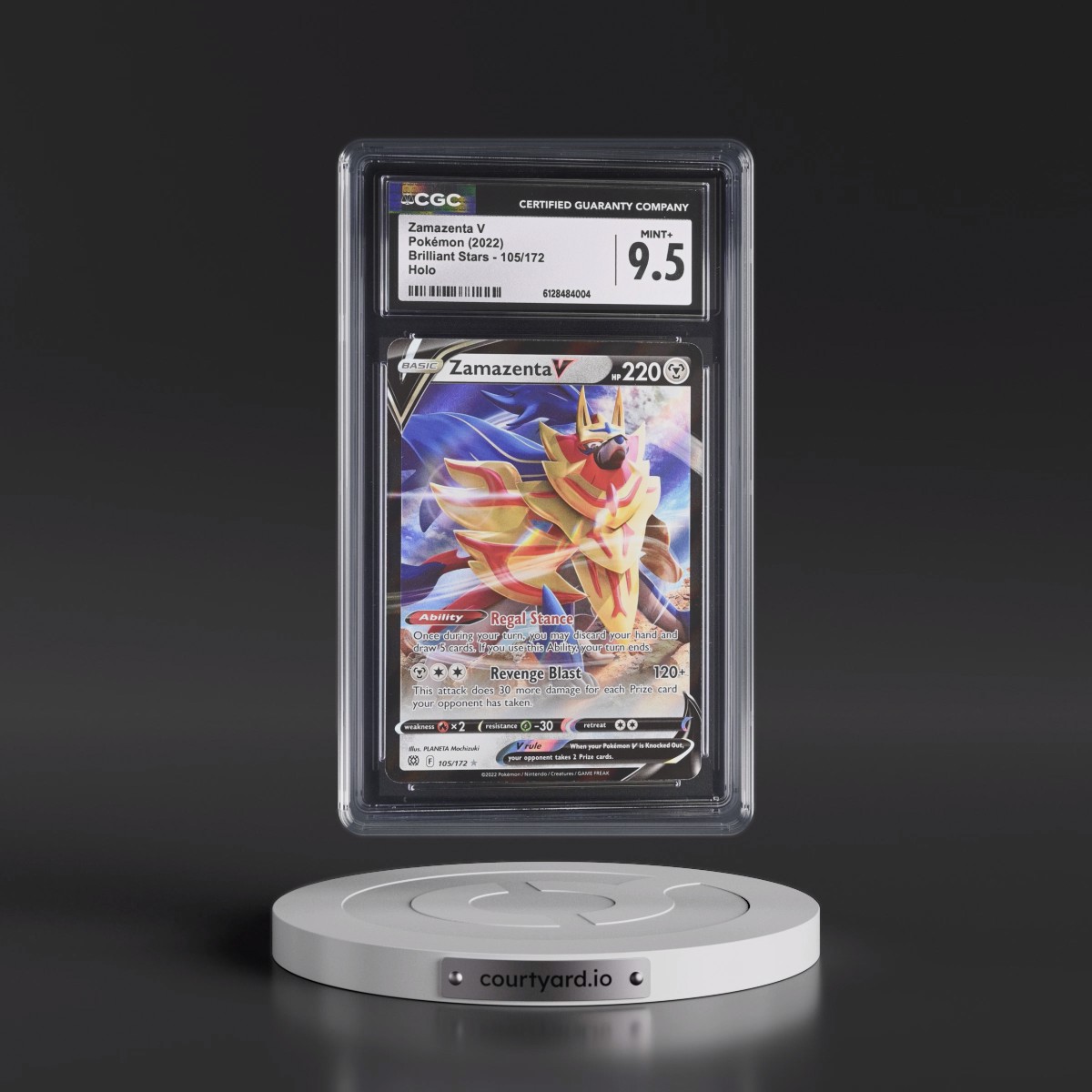 2022 Brilliant Stars #105/172 Zamazenta V - Holo (CGC 9.5 MINT+)