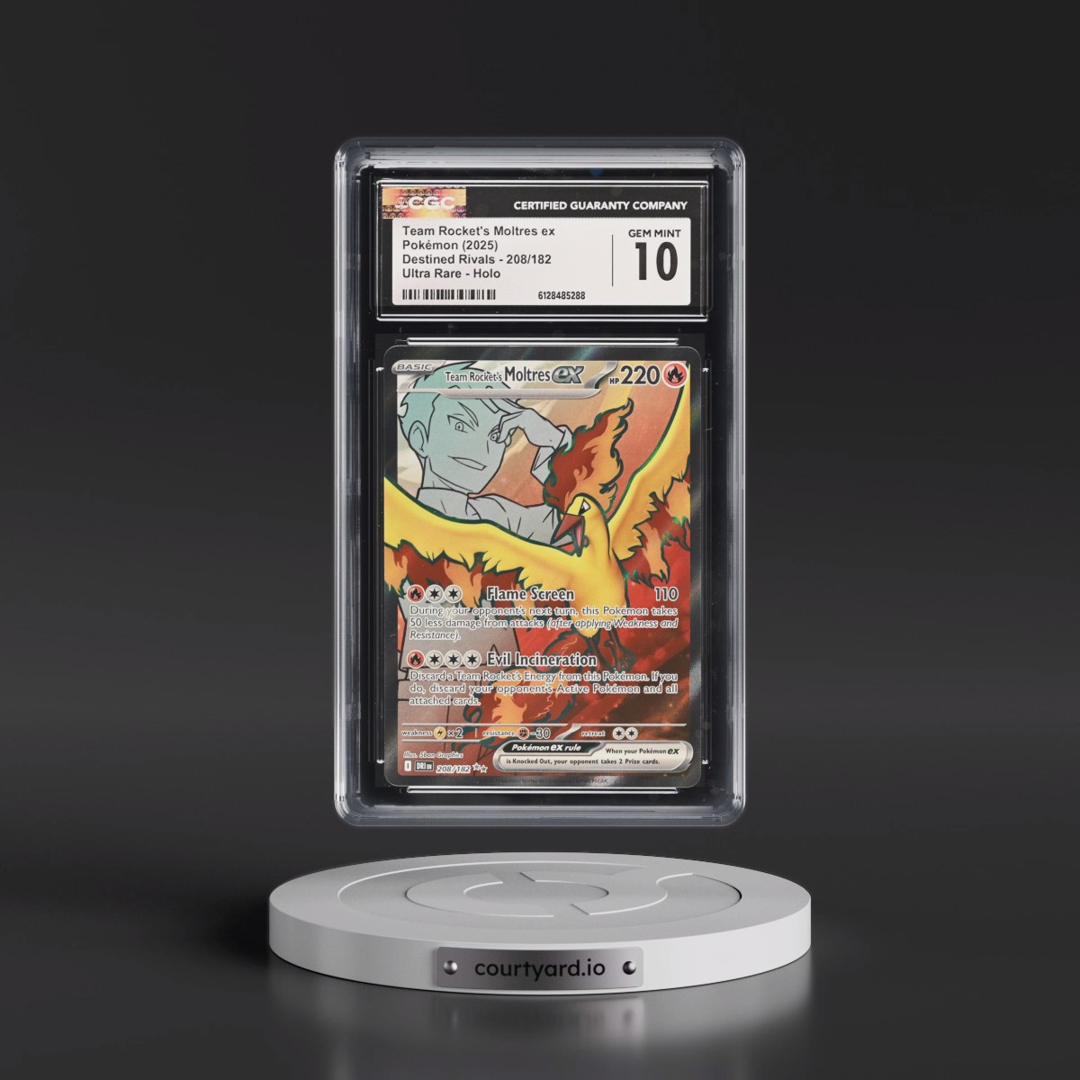 2025 Destined Rivals - DRI EN #208/182 Team Rocket's Moltres ex - Ultra Rare Holo (CGC 10 GEM MINT)