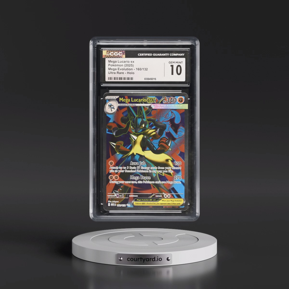2025 Mega Evolution - MEG EN #160/132 Mega Lucario ex - Ultra Rare Holo (CGC 10 GEM MINT)