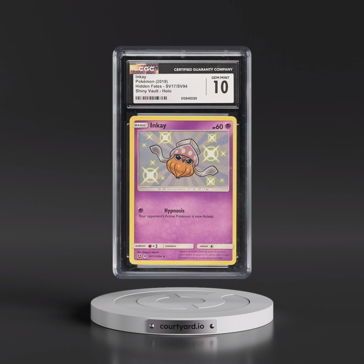 2019 Hidden Fates #SV17/SV94 Inkay - Shiny Vault Holo (CGC 10 GEM MINT)