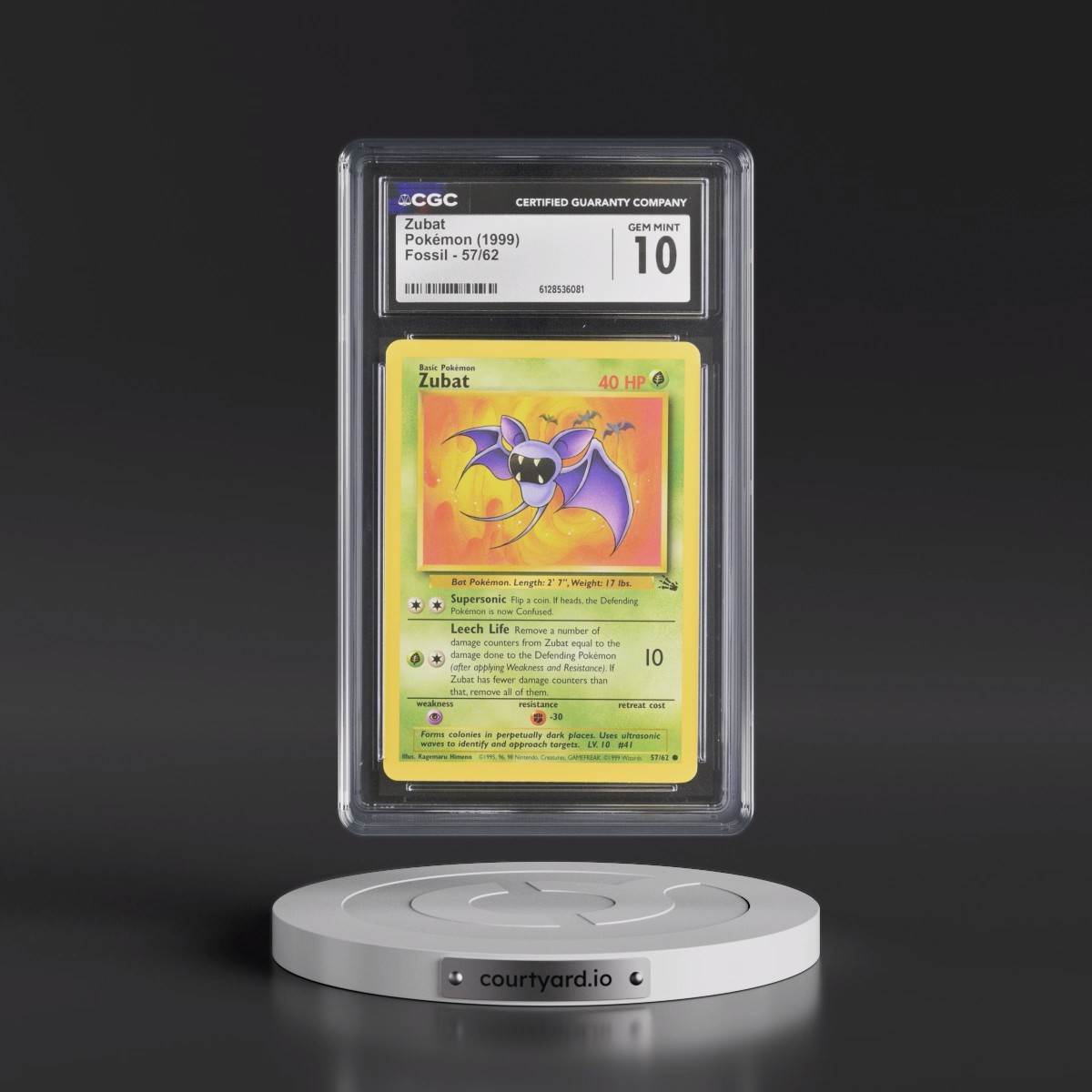 1999 Fossil #57/62 Zubat (CGC 10 GEM MINT)