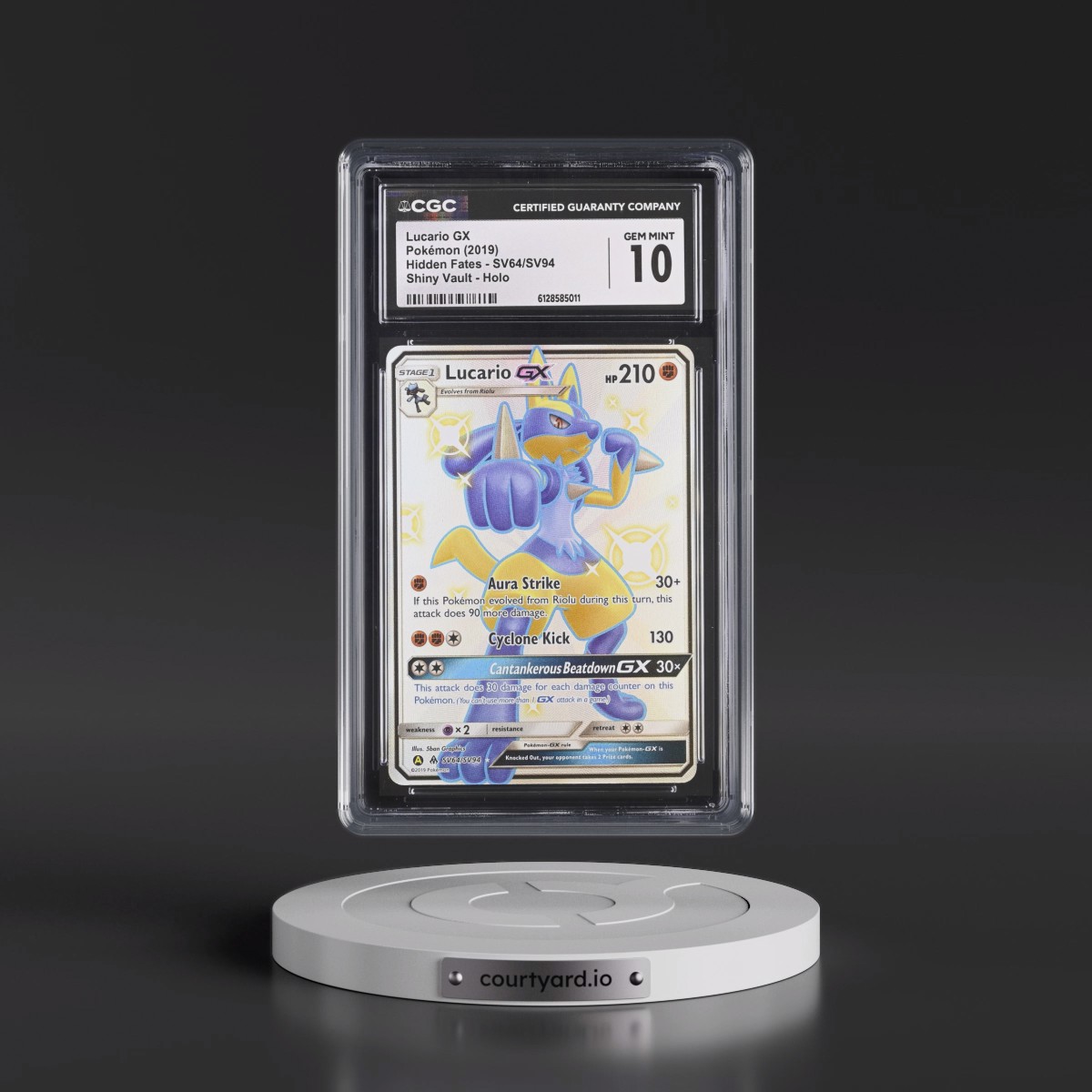 2019 Hidden Fates #SV64/SV94 Lucario GX - Shiny Vault Holo (CGC 10 GEM MINT)