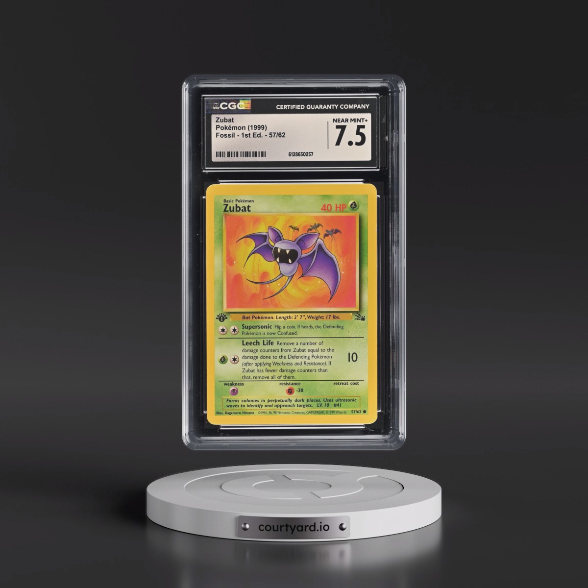 1999 Fossil #57/62 Zubat - 1st Edition 1st Edition (CGC 7.5 NM+)