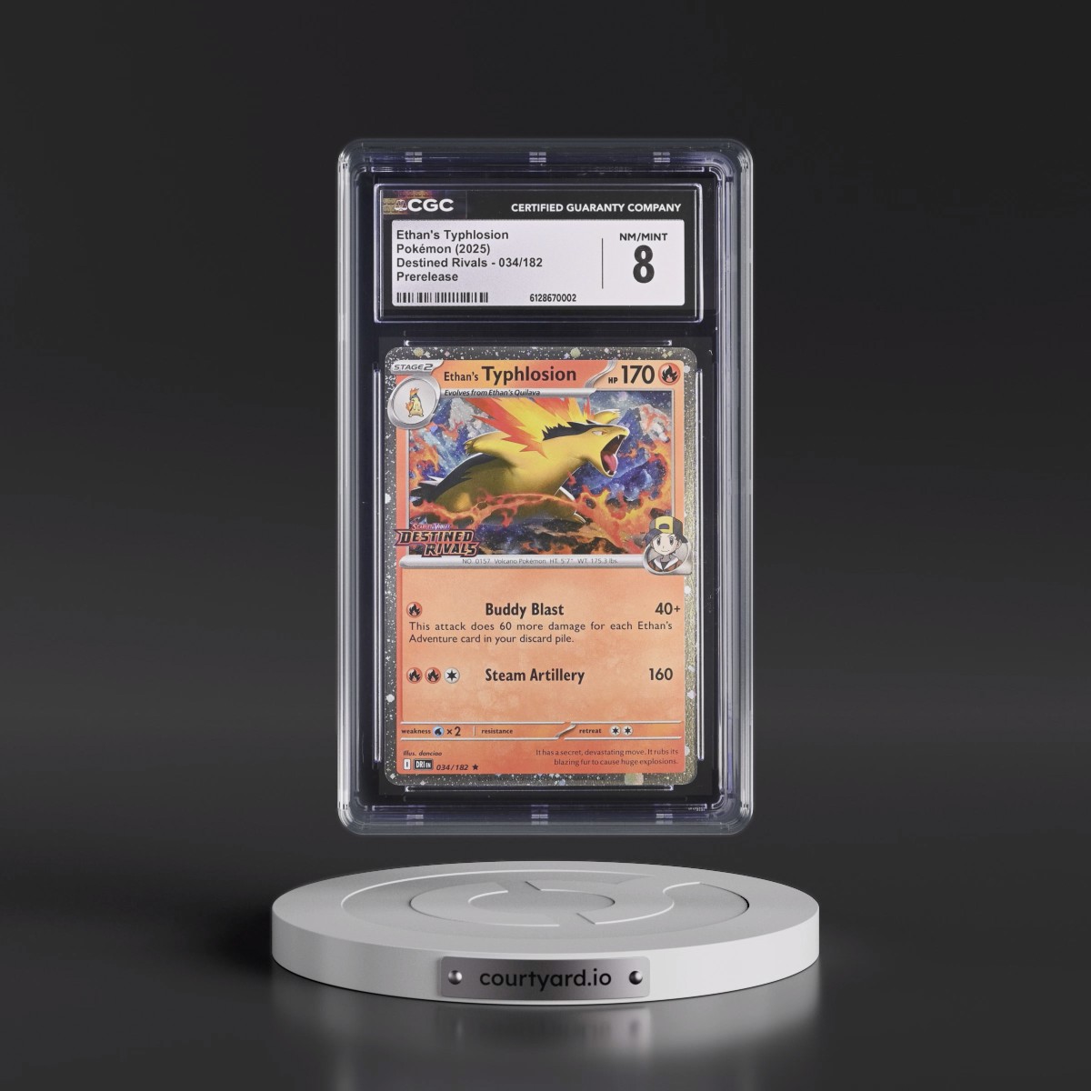2025 Destined Rivals - DRI EN #034/182 Ethan's Typhlosion - Prerelease (Cosmos Holo) (CGC 8 NM-MT)