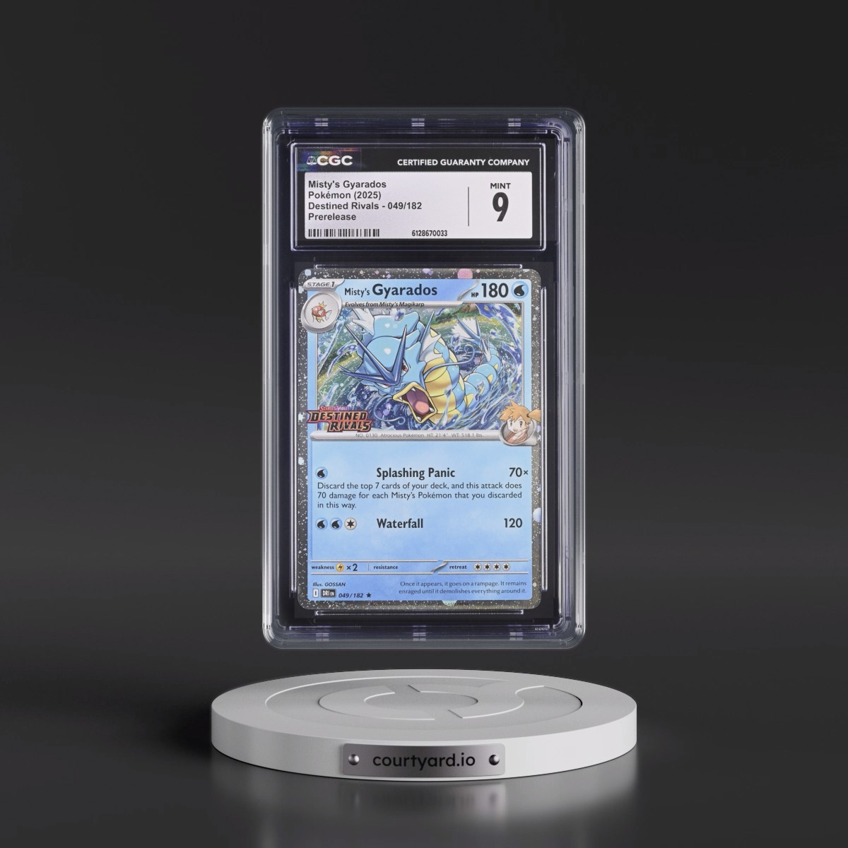 2025 Destined Rivals - DRI EN #049/182 Misty's Gyarados - Prerelease (Cosmos Holo) (CGC 9 MINT)