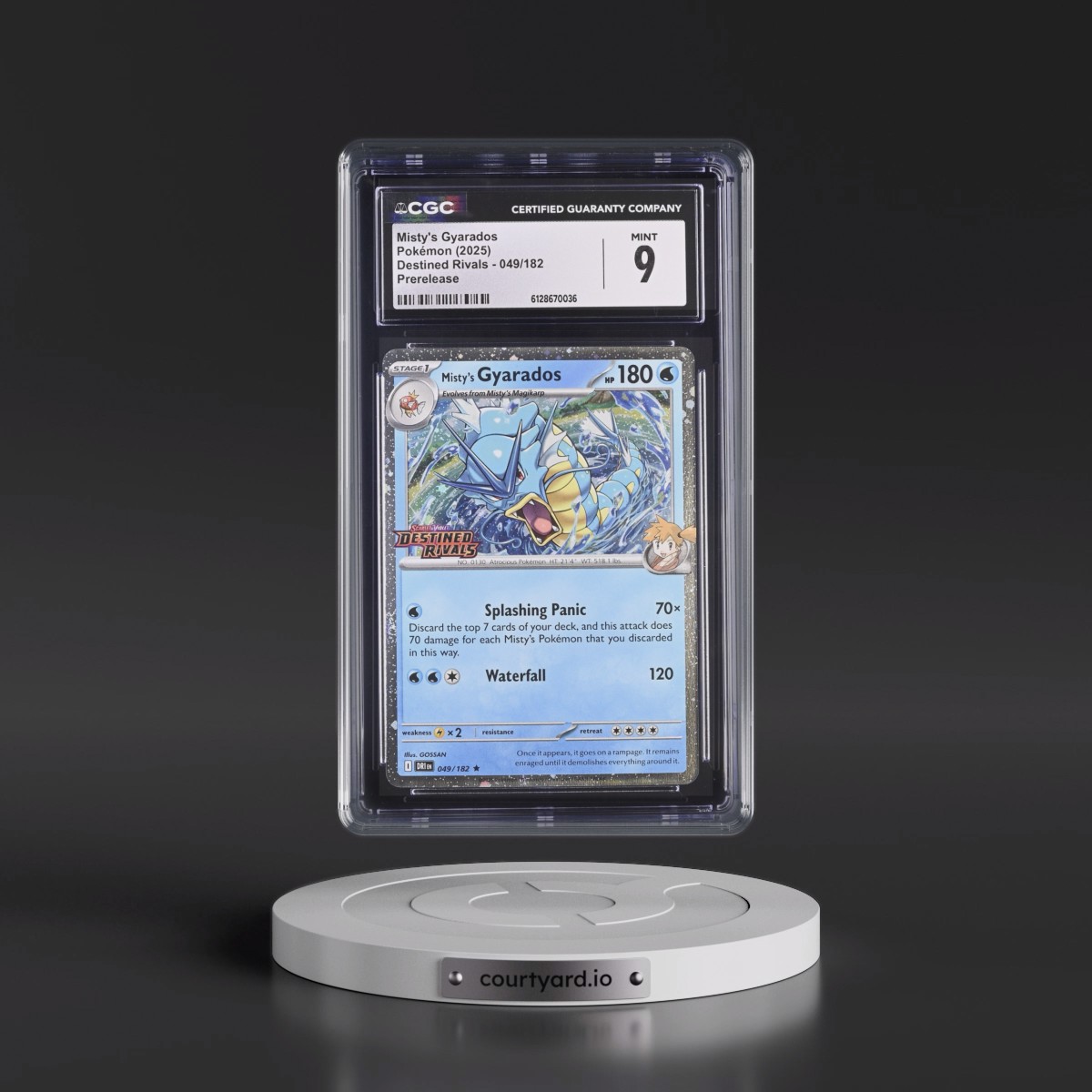 2025 Destined Rivals - DRI EN #049/182 Misty's Gyarados - Prerelease (Cosmos Holo) (CGC 9 MINT)