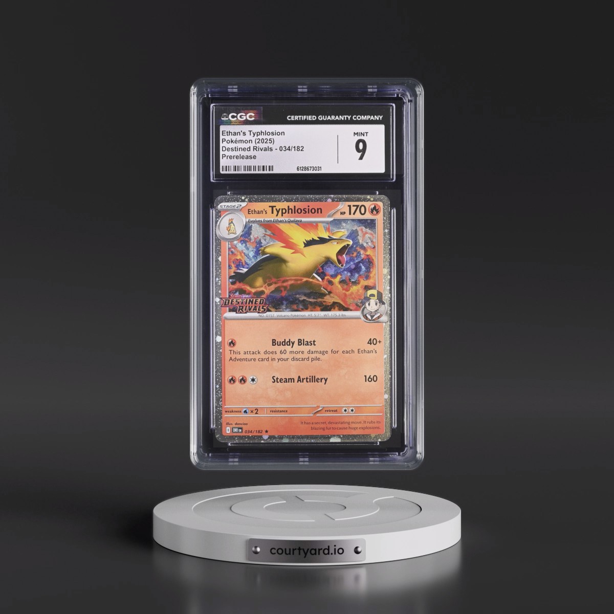 2025 Destined Rivals - DRI EN #034/182 Ethan's Typhlosion - Prerelease (Cosmos Holo) (CGC 9 MINT)