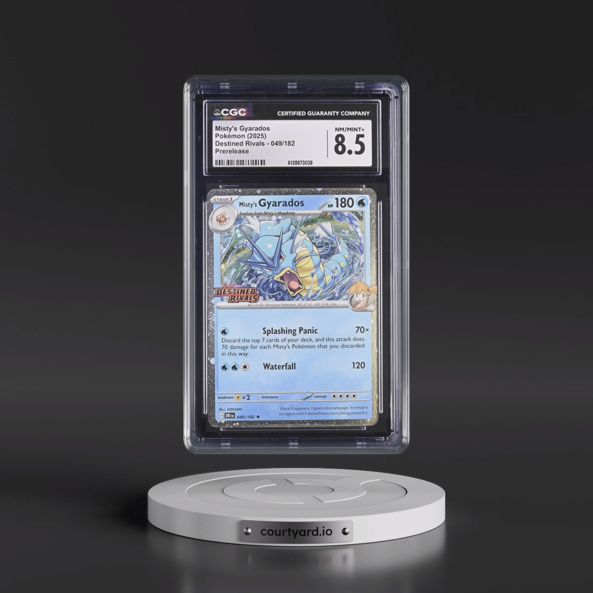 2025 Destined Rivals - DRI EN #049/182 Misty's Gyarados - Prerelease (Cosmos Holo) (CGC 8.5 NM-MT+)