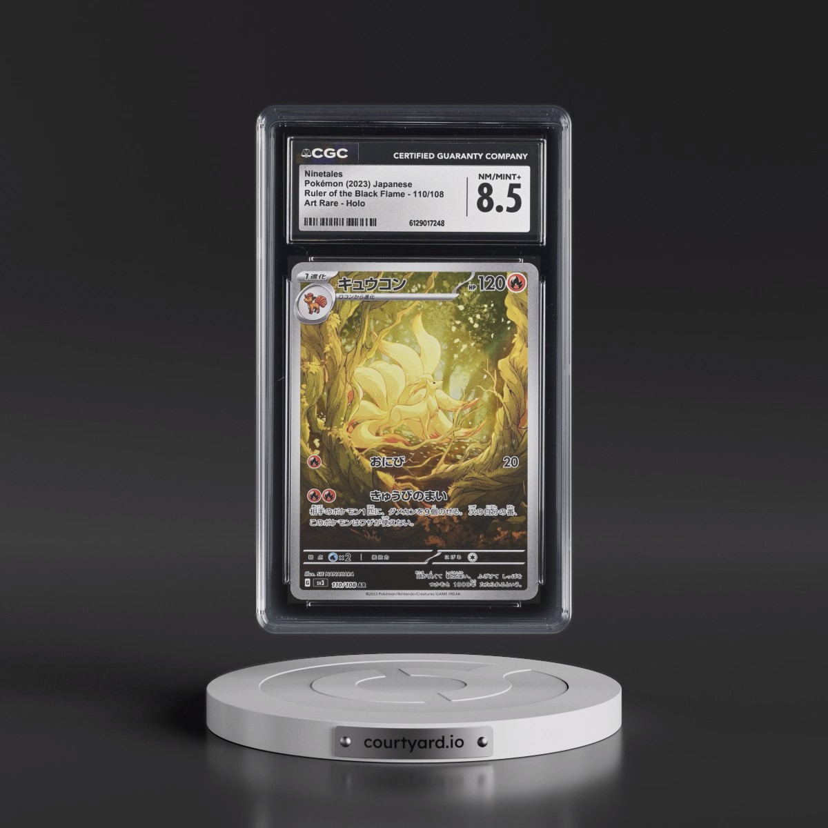 2023 Ruler of the Black Flame #110/108 Ninetales - Art Rare Holo (CGC 8.5 NM-MT+)