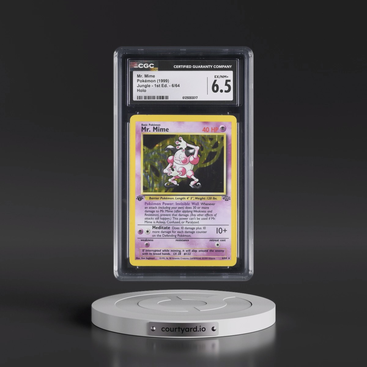 1999 Jungle #6/64 Mr. Mime - 1st Edition Holo (CGC 6.5 EX-NM+)