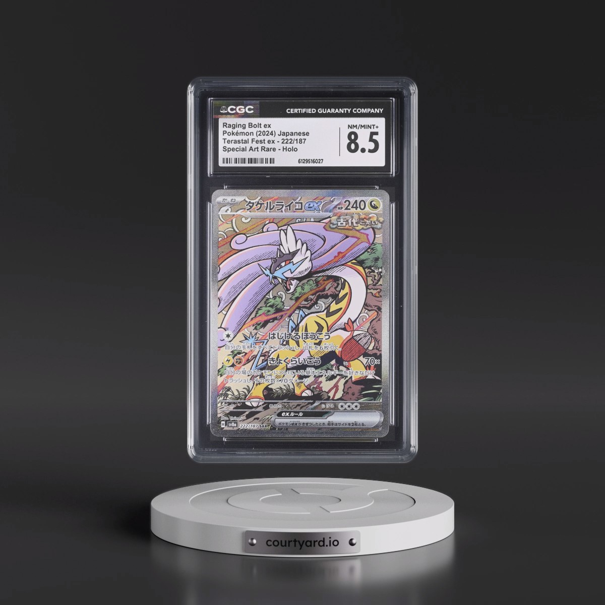 2024 High Class Pack: Terastal Fest ex - sv8a #222/187 Raging Bolt ex - Special Art Rare Holo (CGC 8.5 NM-MT+)