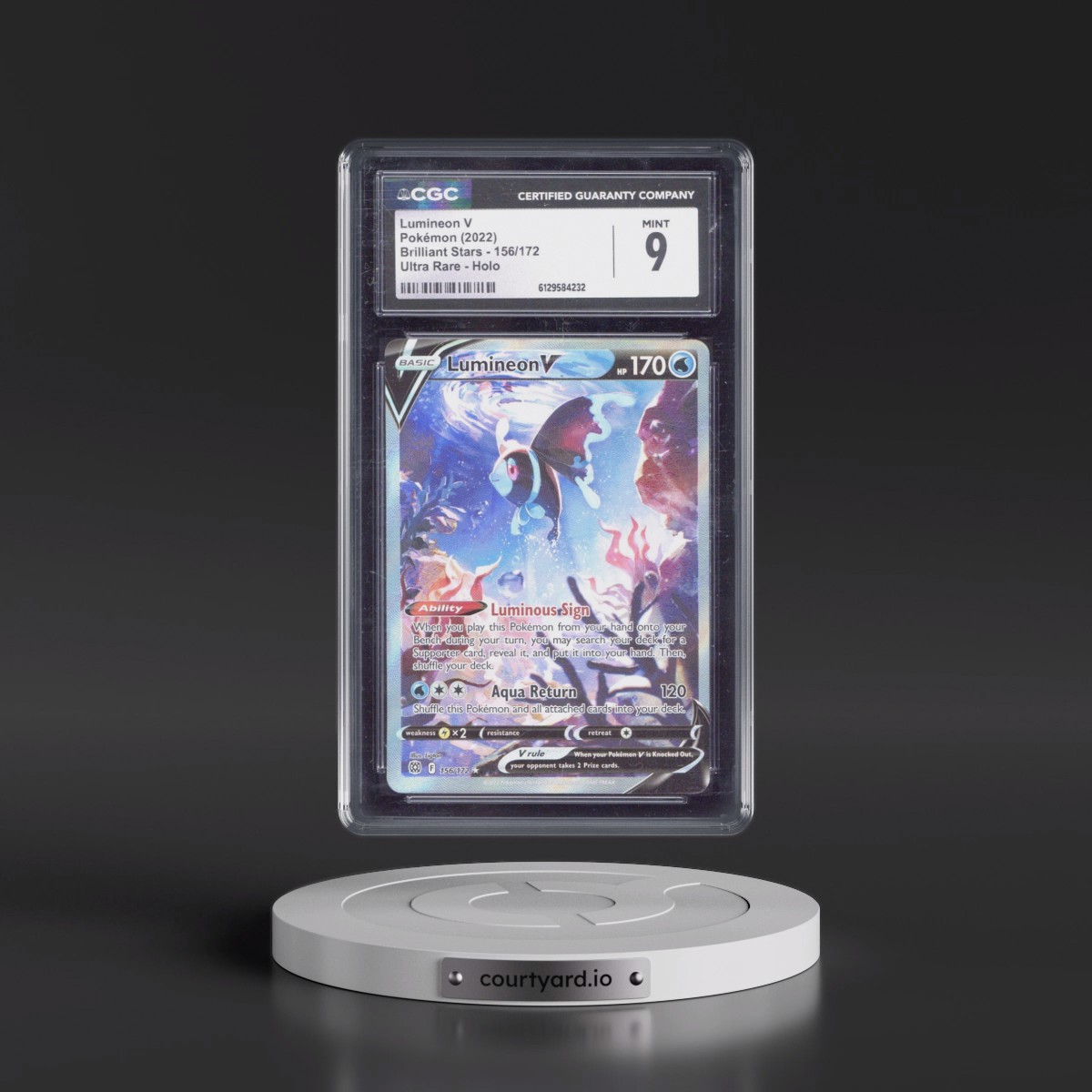 2022 Brilliant Stars #156/172 Lumineon V - Ultra Rare Holo (CGC 9 MINT)
