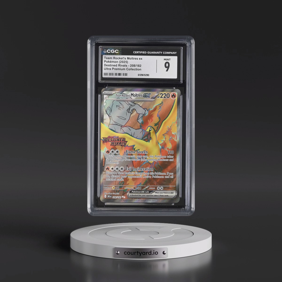 2025 Destined Rivals - DRI EN #208/182 Team Rocket's Moltres ex - Team Rocket's Moltres ex Ultra Premium Collection (Holo) (CGC 9 MINT)