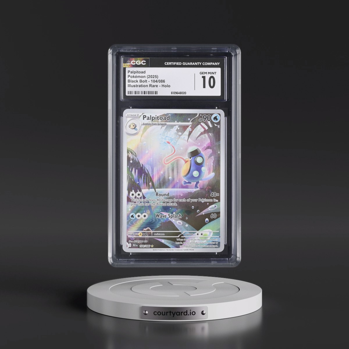 2025 Black Bolt - BLK EN #104/086 Palpitoad - Illustration Rare Holo (CGC 10 GEM MINT)