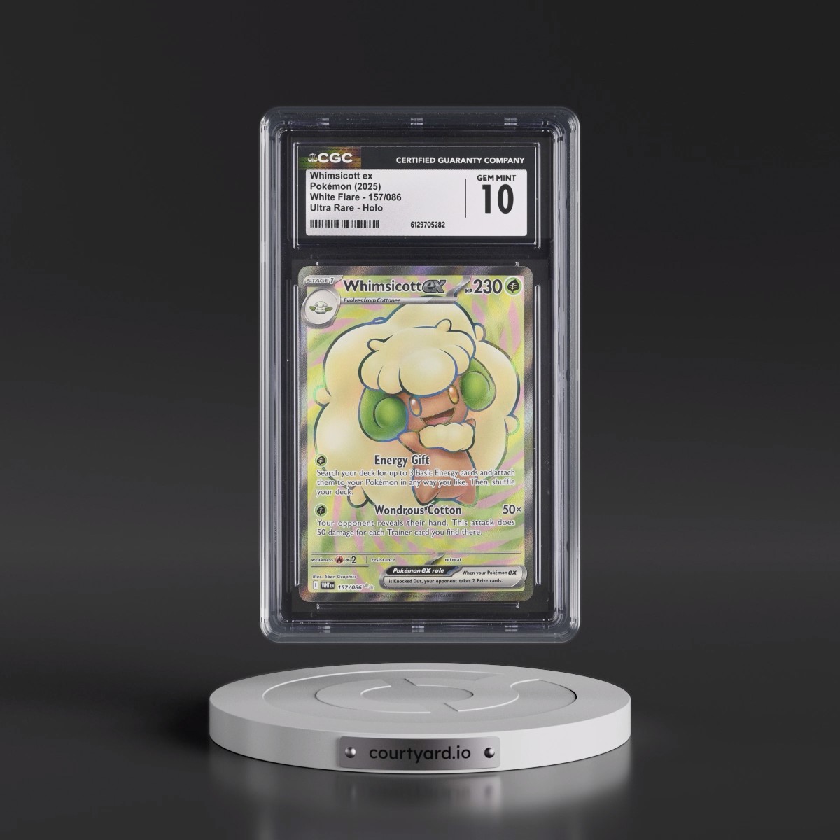 2025 White Flare - WHT EN #157/086 Whimsicott ex - Ultra Rare Holo (CGC 10 GEM MINT)