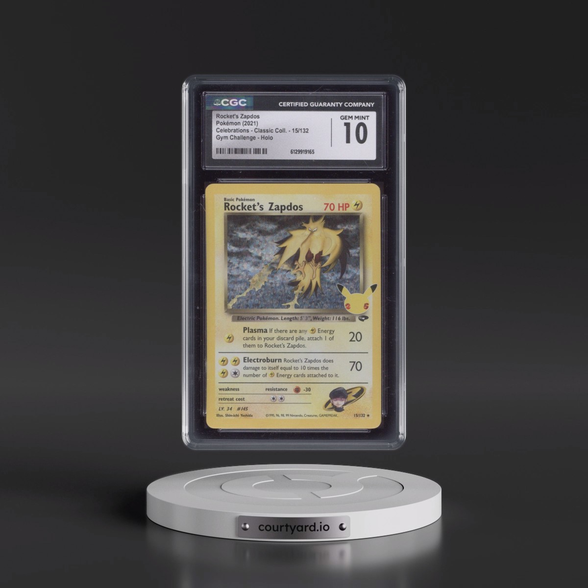 2021 Celebrations - Classic Collection #15/132 Rocket's Zapdos - Gym Challenge Holo (CGC 10 GEM MINT)