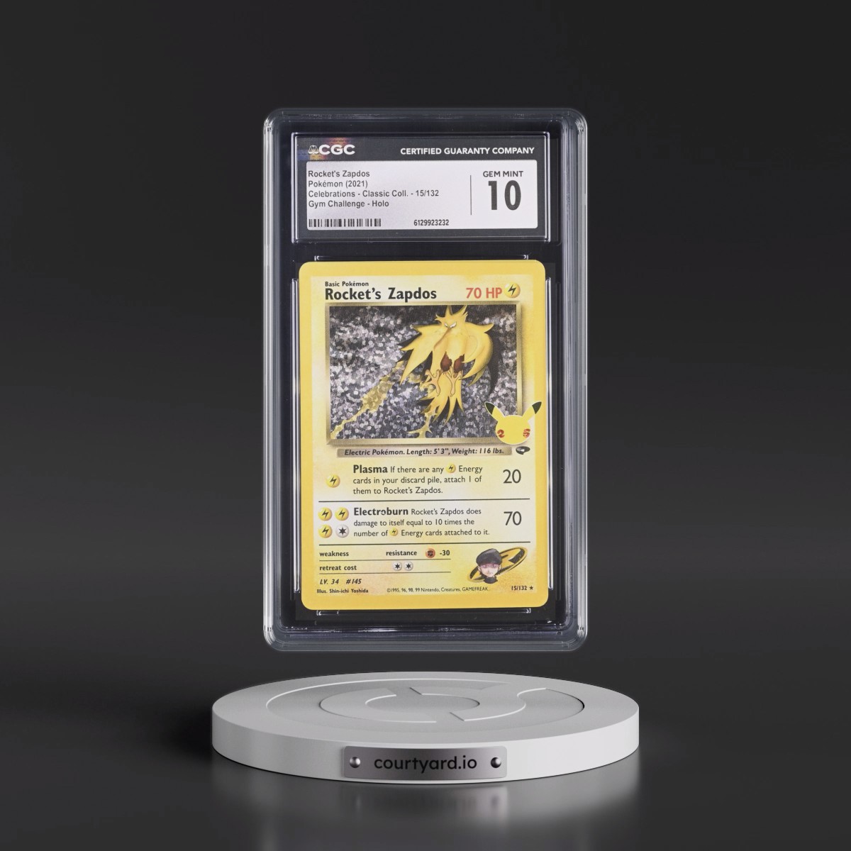2021 Celebrations - Classic Collection #15/132 Rocket's Zapdos - Gym Challenge Holo (CGC 10 GEM MINT)