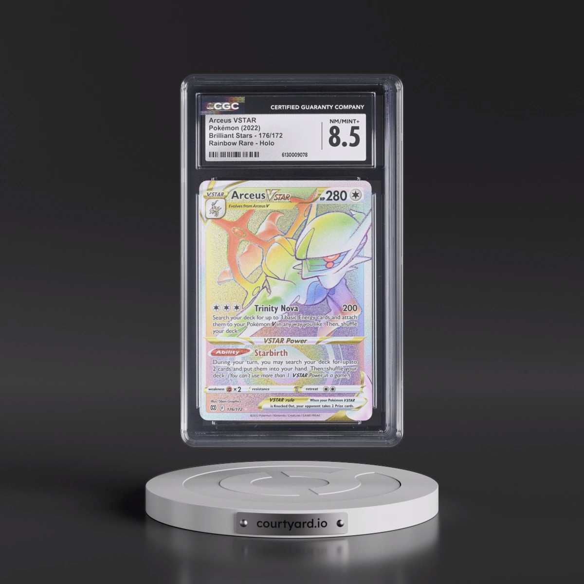 2022 Brilliant Stars #176/172 Arceus VSTAR - Rainbow Rare Holo (CGC 8.5 NM-MT+)