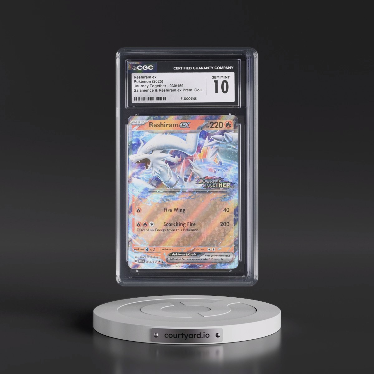 2024 Journey Together - JTG EN #030/159 Reshiram ex - Salamence & Reshiram ex Prem. Collection (Holo) (CGC 10 GEM MINT)
