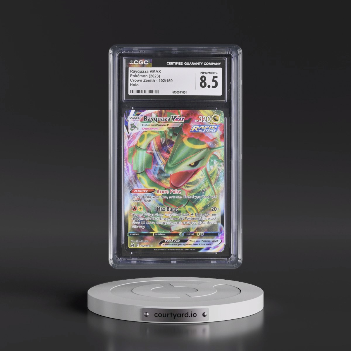 2023 Crown Zenith #102/159 Rayquaza VMAX - Holo (CGC 8.5 NM-MT+)