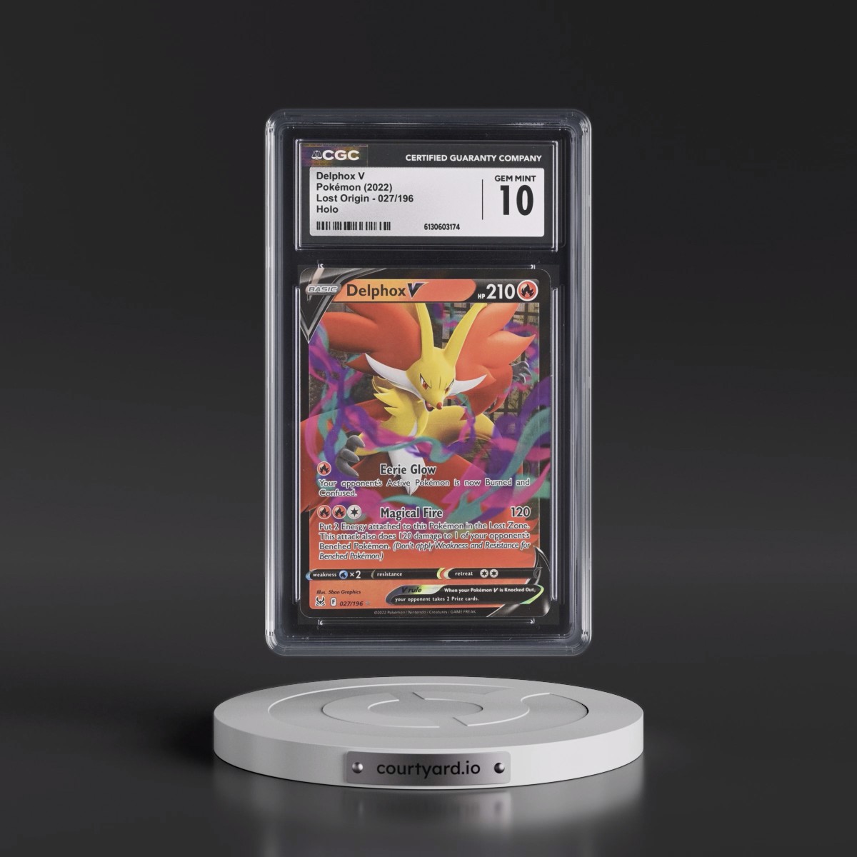 2022 Lost Origin #027/196 Delphox V - Holo (CGC 10 GEM MINT)