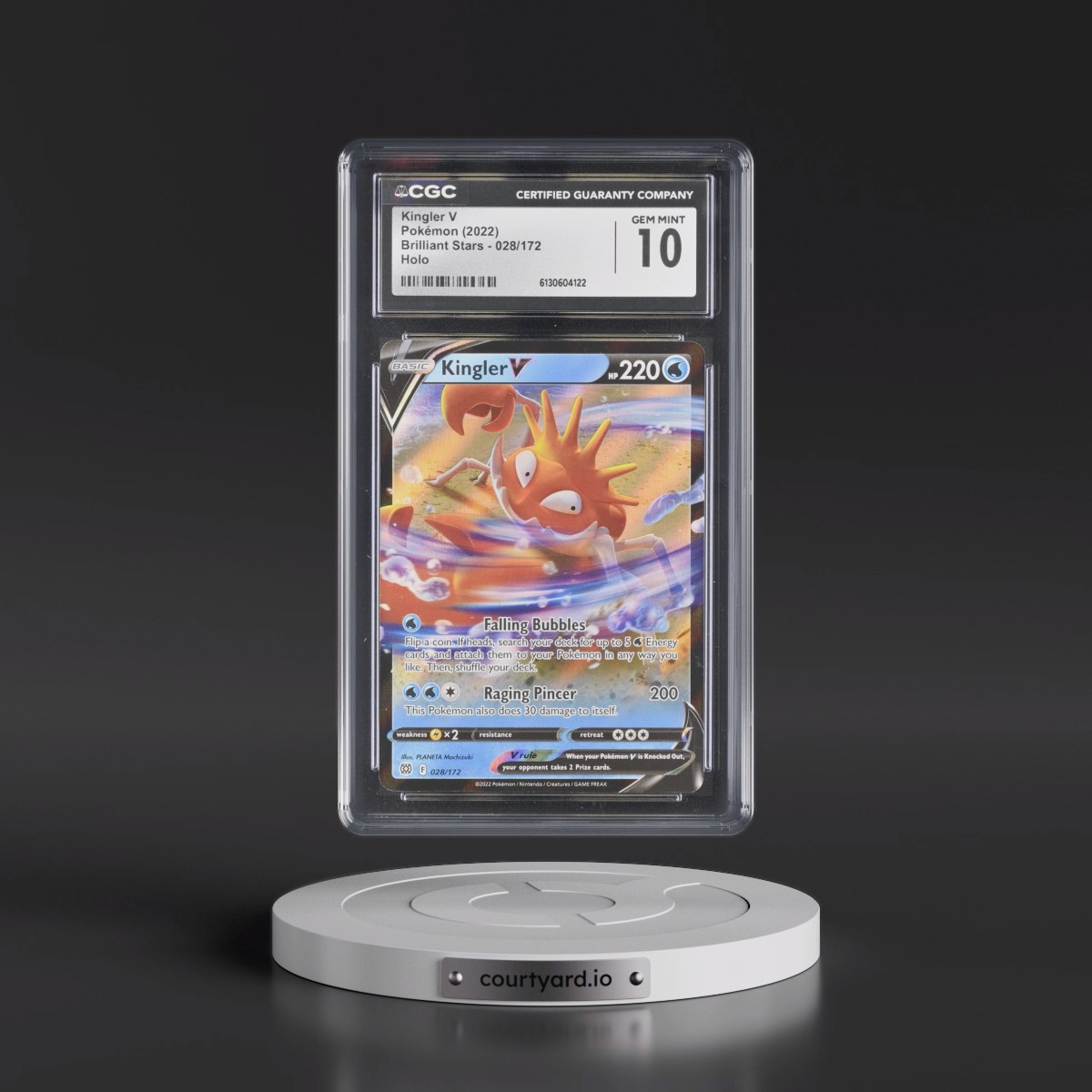 2022 Brilliant Stars #028/172 Kingler V - Holo (CGC 10 GEM MINT)