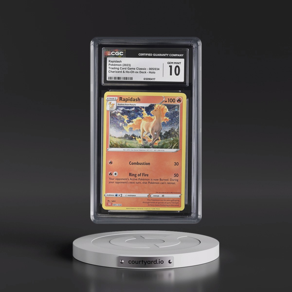 2023 Trading Card Game Classic - CLV, CLC, CLB #005/034 Rapidash - Charizard & Ho-Oh ex Deck - CLC Holo (CGC 10 GEM MINT)