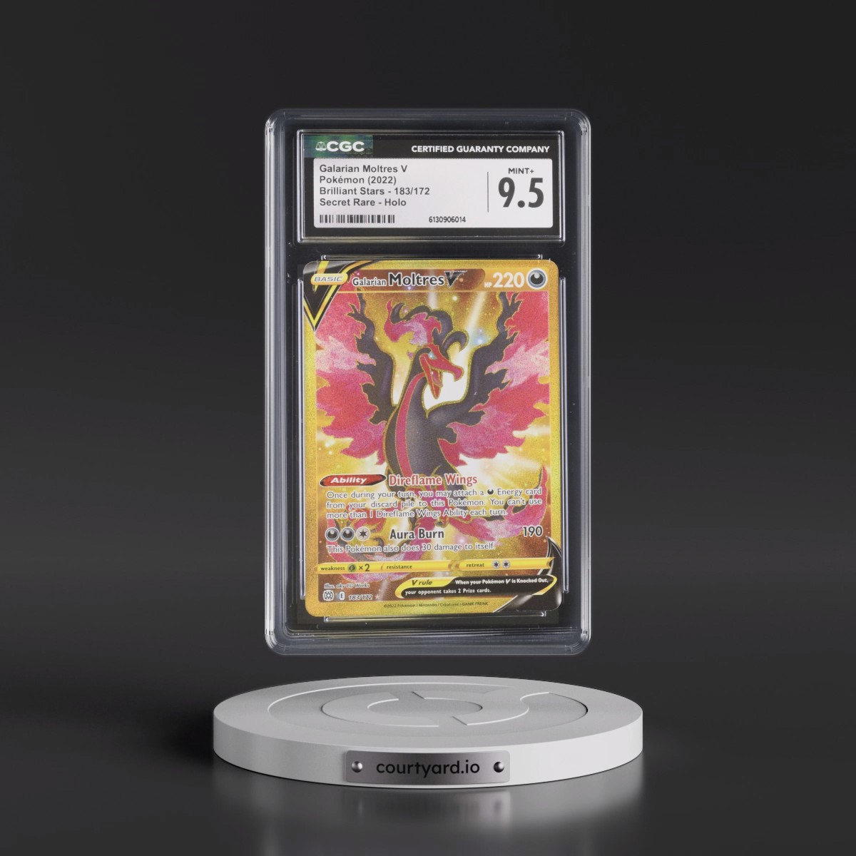 2022 Brilliant Stars #183/172 Galarian Moltres V - Secret Rare Holo (CGC 9.5 MINT+)