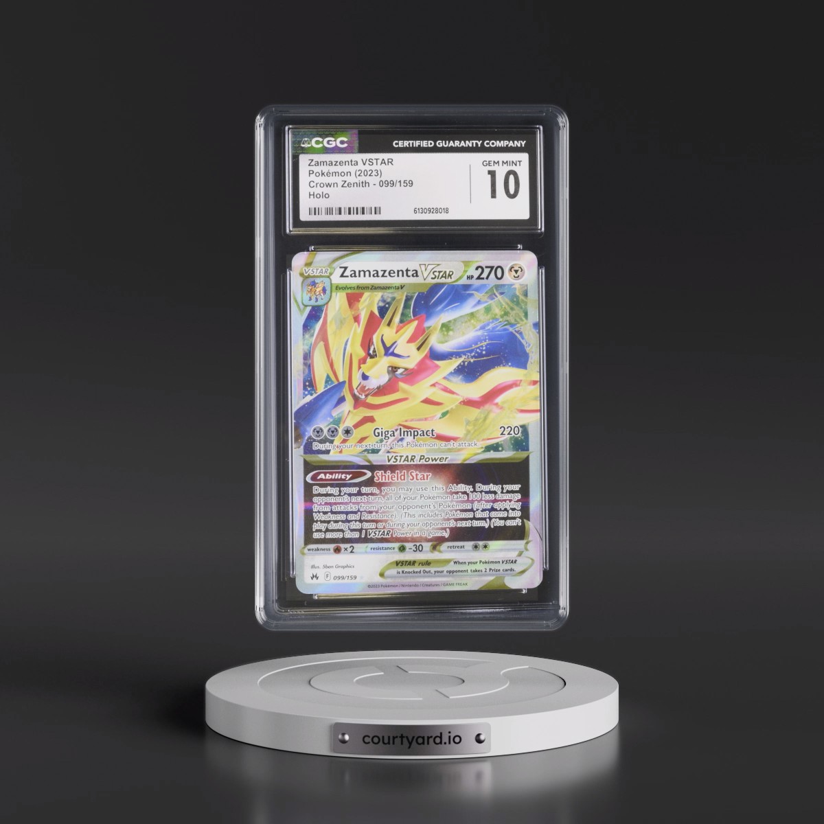 2023 Crown Zenith #099/159 Zamazenta VSTAR - Holo (CGC 10 GEM MINT)