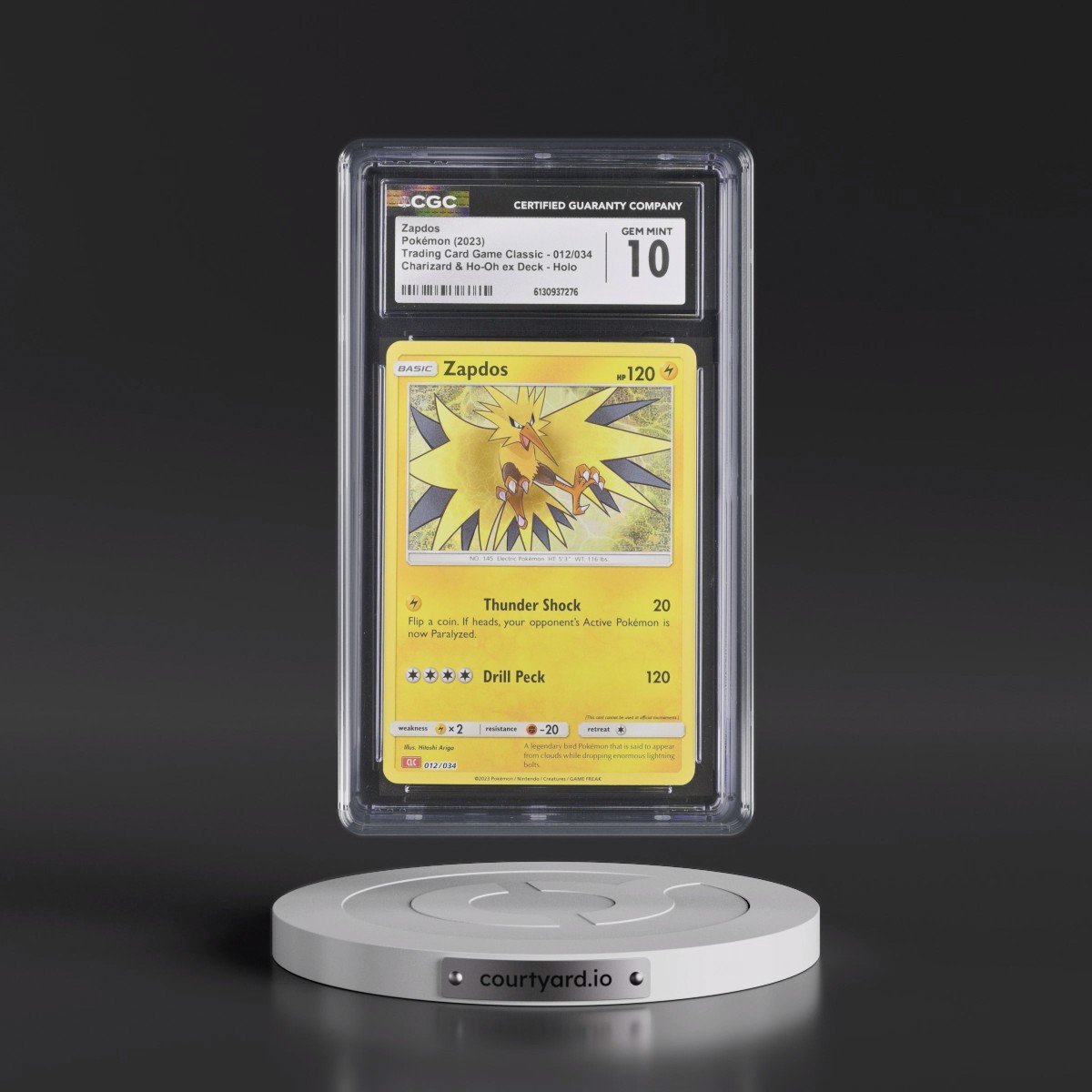 2023 Trading Card Game Classic - CLV, CLC, CLB #012/034 Zapdos - Charizard & Ho-Oh ex Deck - CLC Holo (CGC 10 GEM MINT)