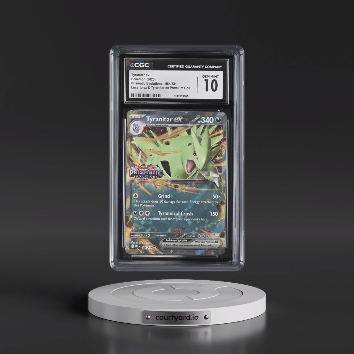 2024 Prismatic Evolutions - PRE EN #064/131 Tyranitar ex - (Prismatic Evolutions Stamp) Lucario ex & Tyranitar ex Premi (Holo) (CGC 10 GEM MINT)